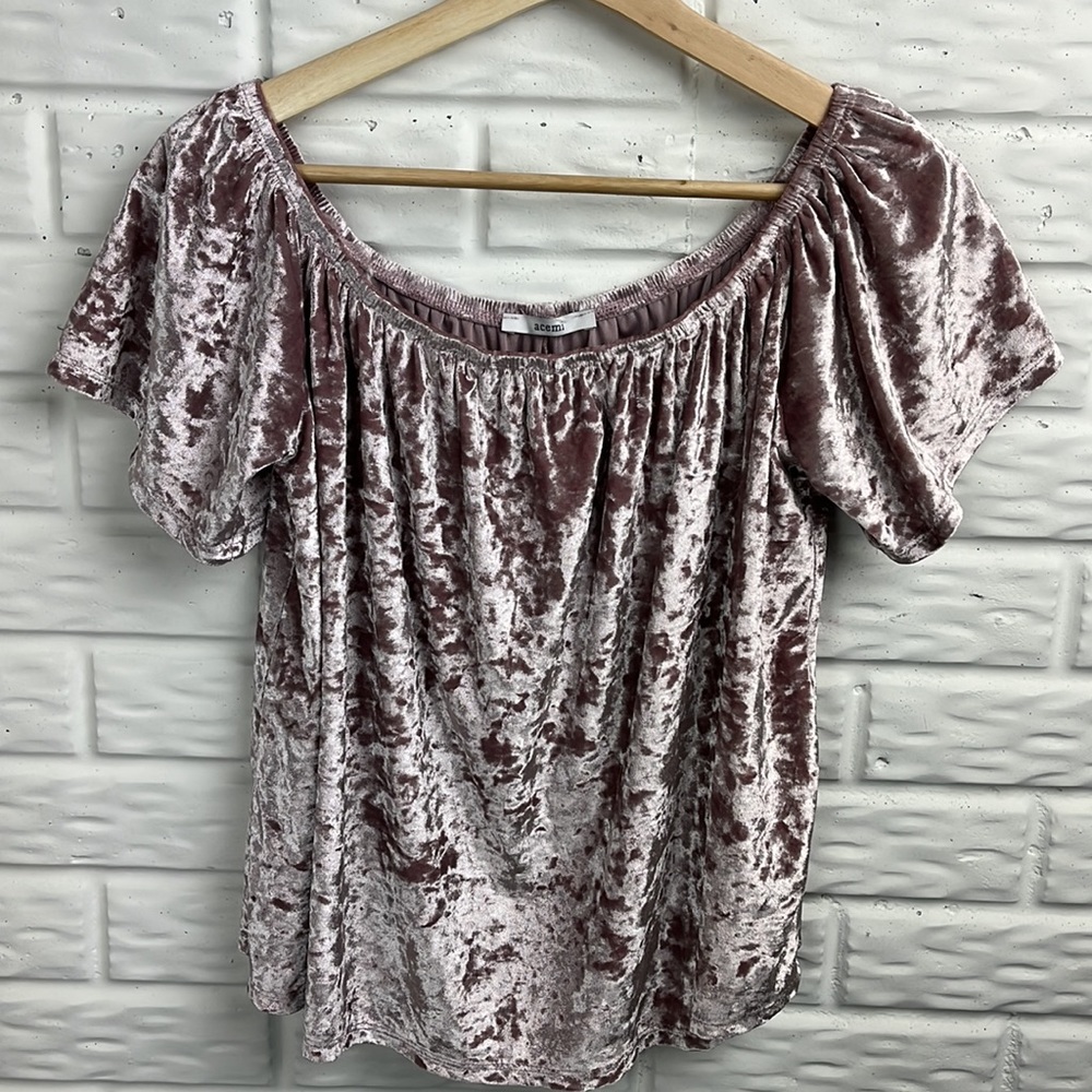 Forever 21 Bundle faux wrap top and Acemi pink velvet top both size L - Picture 6 of 9